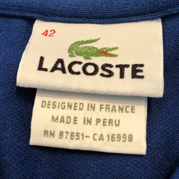 Lacoste Sporty SS 5 Button Collared Cotton Polo Shirt Cobalt Blue Sz 42 - Picture 5 of 7